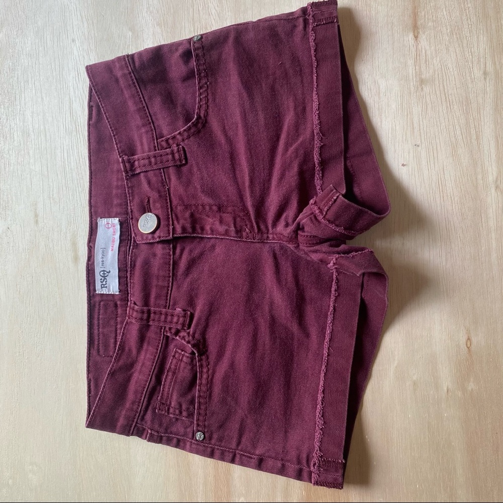 RSQ-(Res-Kyoo) Women’s Size 0 Malibu Shorts, Burgundy